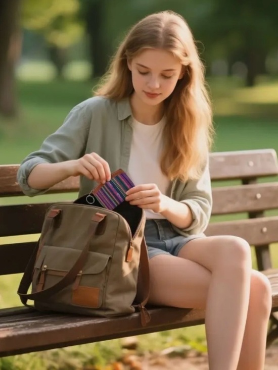 ⭐️ 5 for $25 Striped Woven Canvas Keyring Coin Pouch in Multicolor with Zipper - Picture 8 of 9